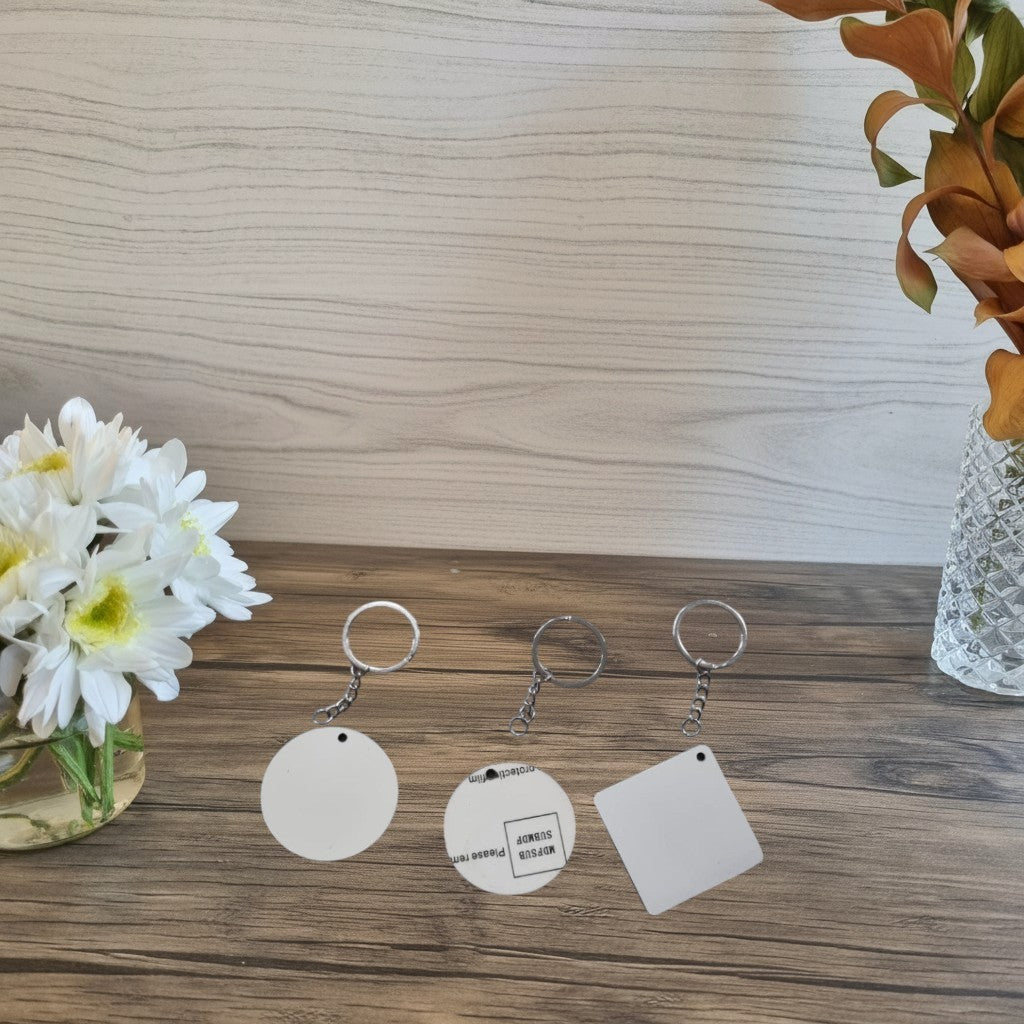Llaveros de 5 cm MDF brillante Doble cara (mínimo 12 unidades)