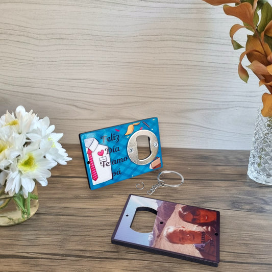 Destapador cuadrado personalizado IMAGINALASER de Durolac con llavero, diseño para regalo del Día del Padre
